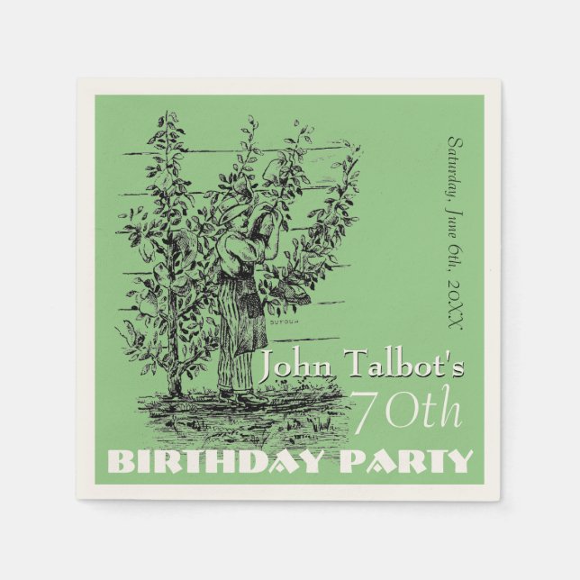 The gardener 70th birthday Party Paper Napkins (Front)