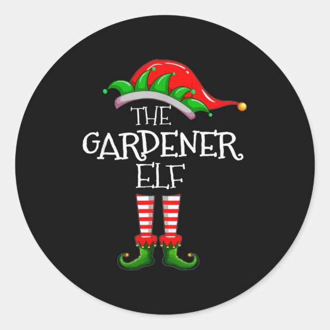 The Gardener Elf Matching Family Group Christmas P Classic Round Sticker (Front)