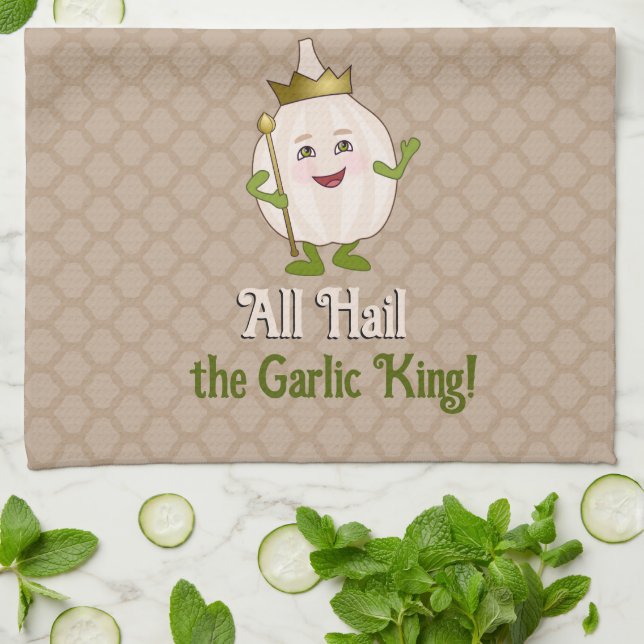 The Garlic King in a crown - cute and fun, custom  Tea Towel (Folded)