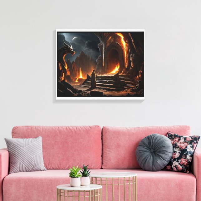 The Gate of the Fire Realm: A Hero’s Confrontation Canvas Print (Insitu(LivingRoom))