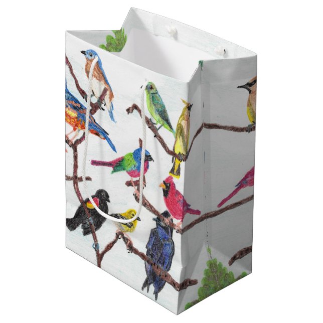 The Gathering Colourful Songbirds Medium Gift Bag (Front Angled)