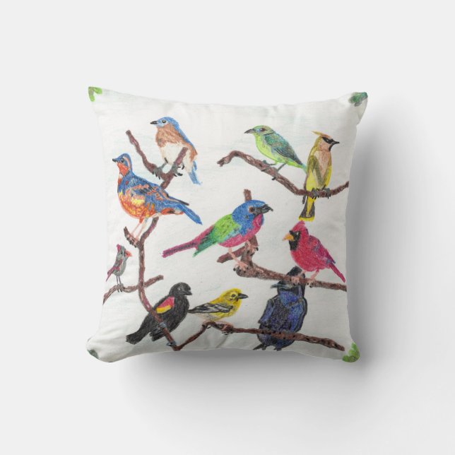 The Gathering Colourful Songbirds Pillow (Front)
