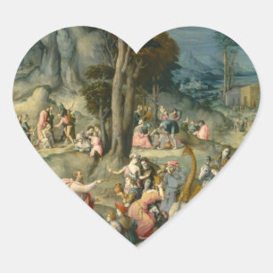 The Gathering of Manna - Francesco Bacchiacca Heart Sticker