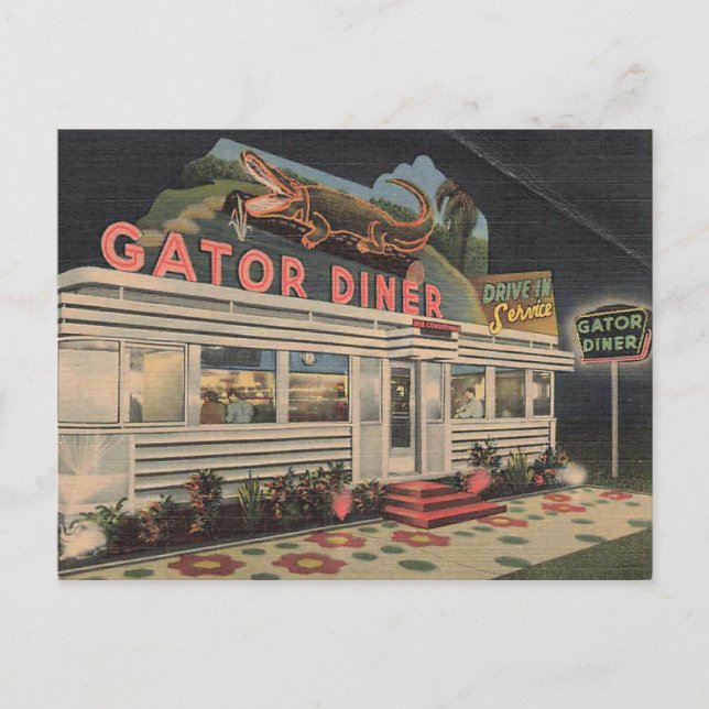 The Gator Diner Vintage Postcard (Front)