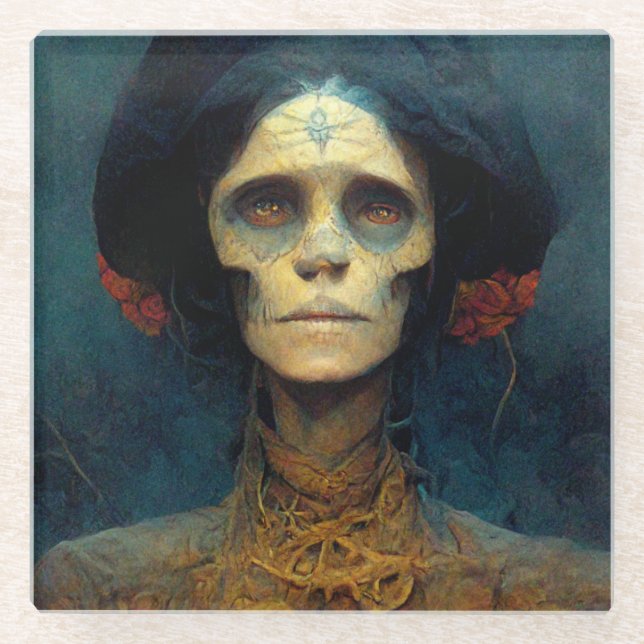 The Gaunt Lady Fantasy Sci-Fi Glass Coaster (Front)