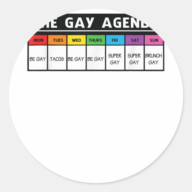The Gay Agenda - LGBT Pride  Classic Round Sticker (Front)