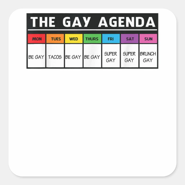 The Gay Agenda - LGBT Pride  Square Sticker (Front)