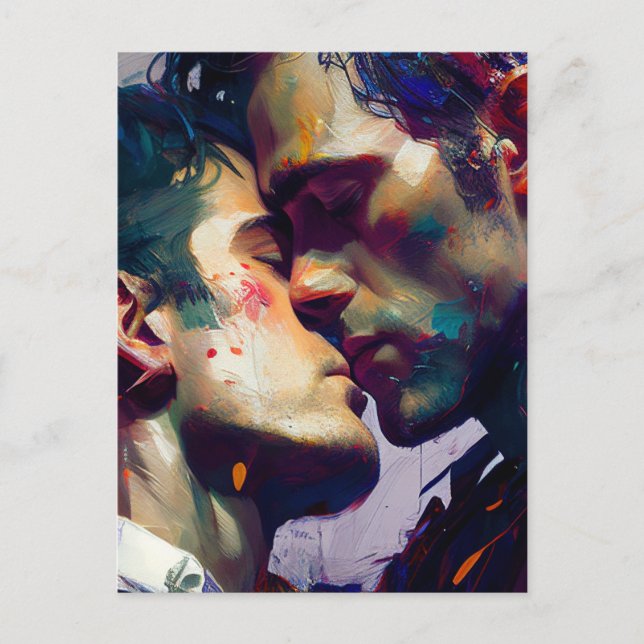 The Gay Lovers Kiss Postcard (Front)
