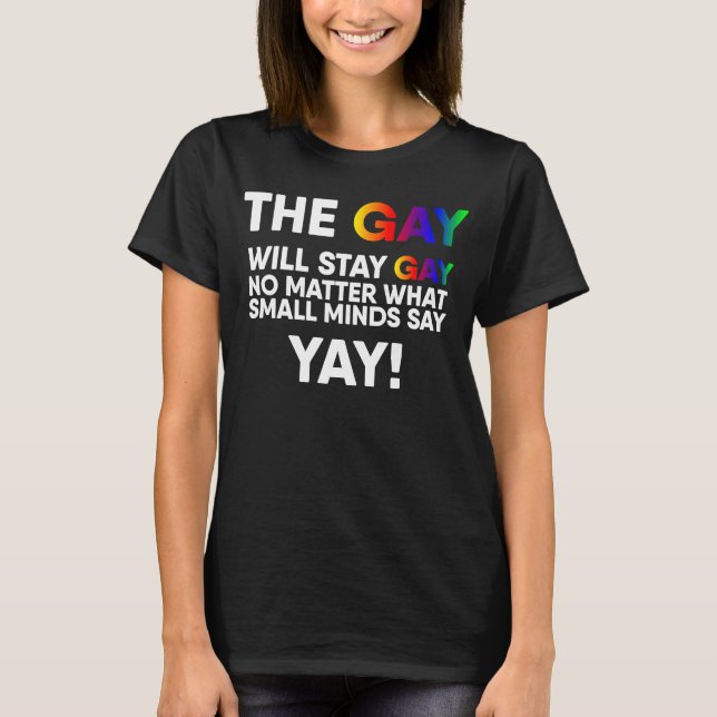 The Gay Will Stay Gay Yay LGBT Pride Rainbow Queer T-Shirt (Front)