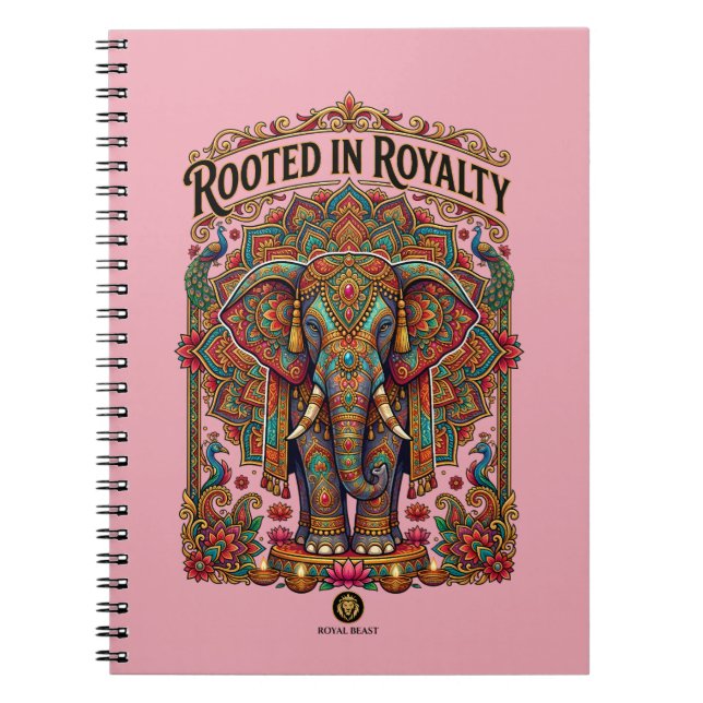 The Gentle Giant: Artistic Elephant Design Notebook (Front)