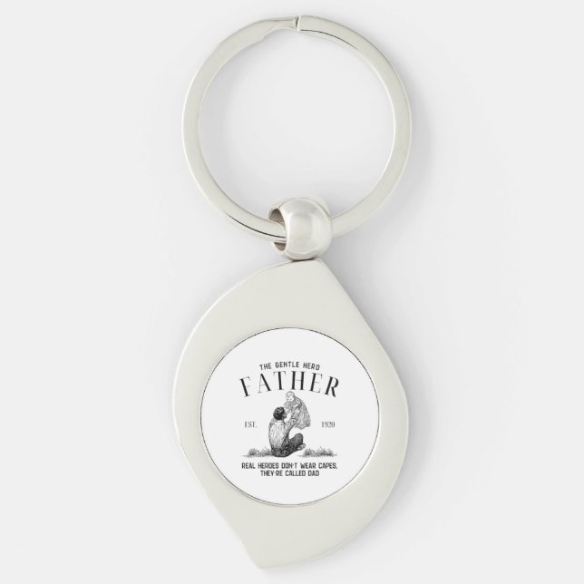 The Gentle Hero Father Vintage Style Key Ring (Front)