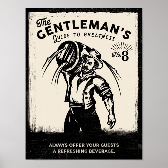 "The Gentleman's Guide To Greatness" Cool Man Cave Poster (Front)