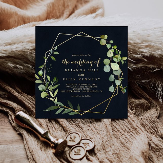 The Geometric Gold Blue Green Wedding Of  Invitation (Creator Uploaded)
