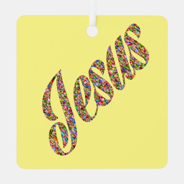 The Geometric Grace: Square Metal Ornament  (Back)
