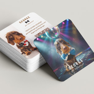 The George   Modern Custom Double Photo QR Code Square Business Card