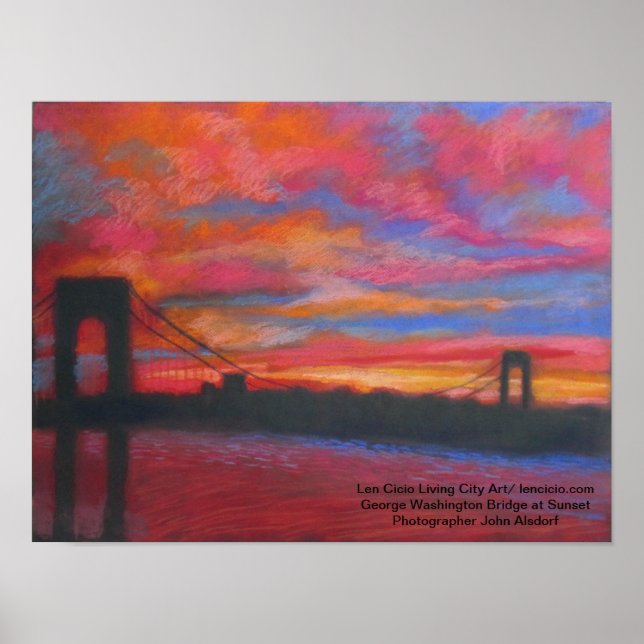 The George Washington Bridge At Sunset Poster (Front)