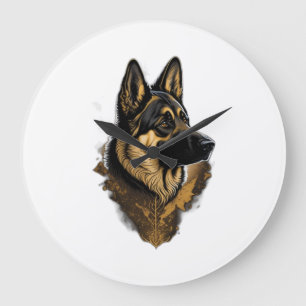 The German Shepherd 004  Large Clock