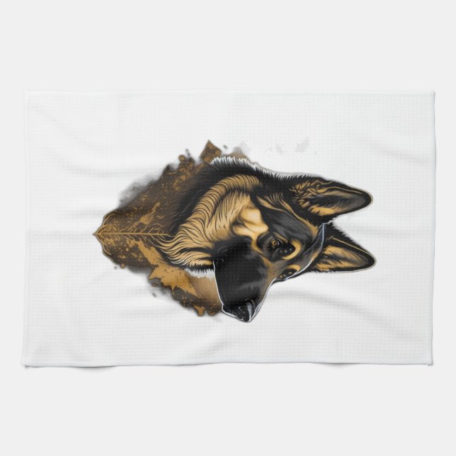 The German Shepherd 004  Tea Towel (Horizontal)