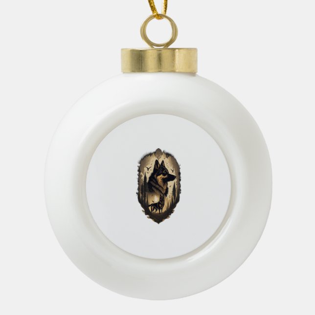 The German Shepherd 005  Ceramic Ball Christmas Ornament (Front)
