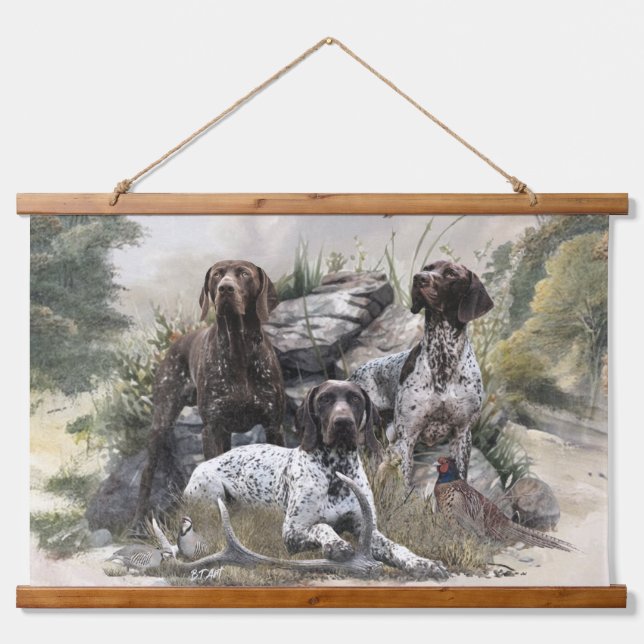 The German Shorthaired Pointer or Deutsch Kurzhaar Hanging Tapestry (Front)