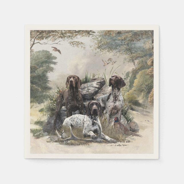 The German Shorthaired Pointer or Deutsch Kurzhaar Napkin (Front)