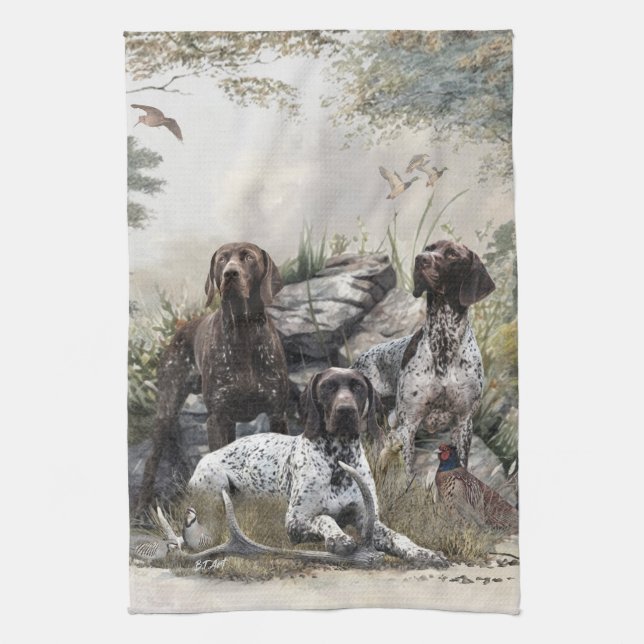 The German Shorthaired Pointer or Deutsch Kurzhaar Tea Towel (Vertical)