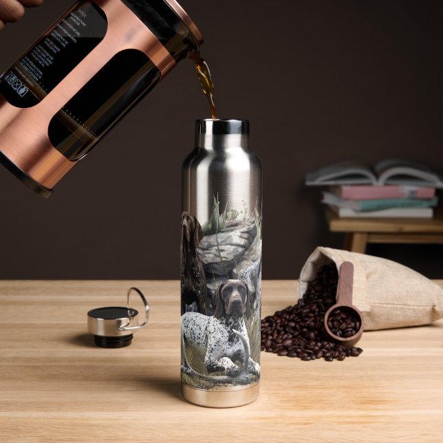 The German Shorthaired Pointer or Deutsch Kurzhaar Water Bottle (Coffee)