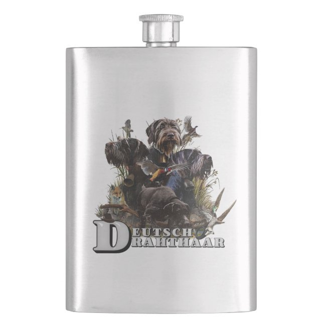 The German Wirehaired Pointer Hip Flask (Front)