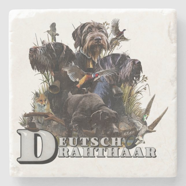 The German Wirehaired Pointer Stone Coaster (Front)