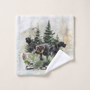 The German Wirehaired Pointers, Art Bath Towel Set
