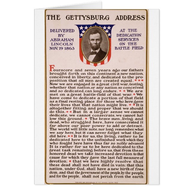 The Gettysburg Address by Abraham Lincoln 1863 (Front)