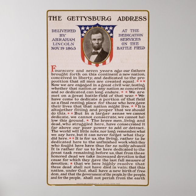 The Gettysburg Address by Abraham Lincoln 1863 Poster (Front)