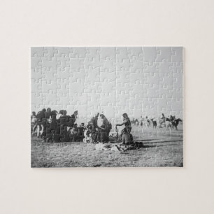 The Ghost Dance, South Dakota, 1890 (b/w photo) Jigsaw Puzzle