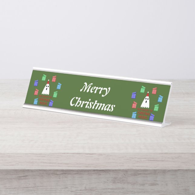 The Ghost of Christmas Presents Funny Custom Desk Name Plate (Front)