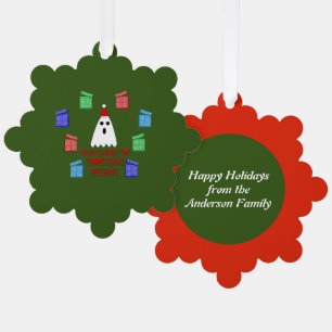 The Ghost of Christmas Presents Funny Custom Tree Decoration Card
