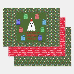 The Ghost of Christmas Presents Funny Custom Wrapping Paper Sheet