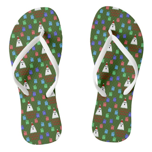 The Ghost of Christmas Presents Funny Flip Flops (Footbed)