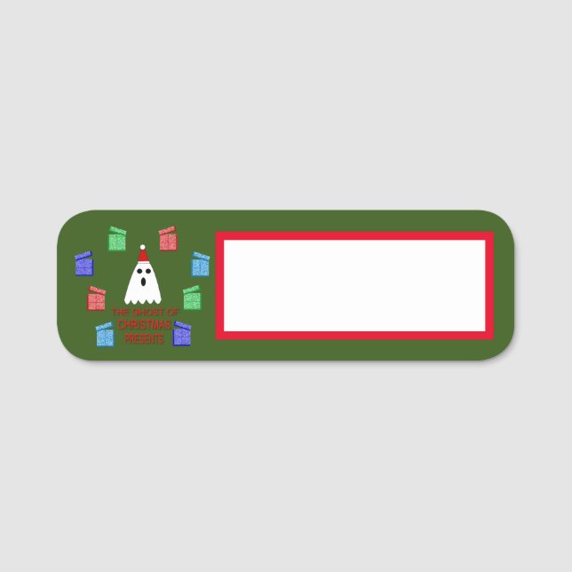 The Ghost of Christmas Presents Funny Name Tag (Front)