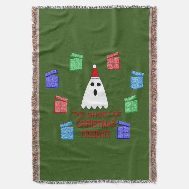 The Ghost of Christmas Presents Funny Throw Blanket (Front Vertical)