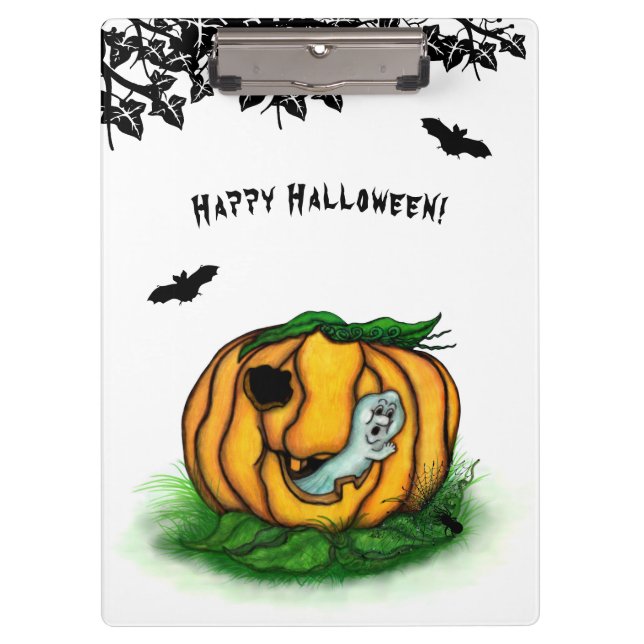 The Ghost of Halloween , Bat , Ghost and Spider Clipboard (Front)