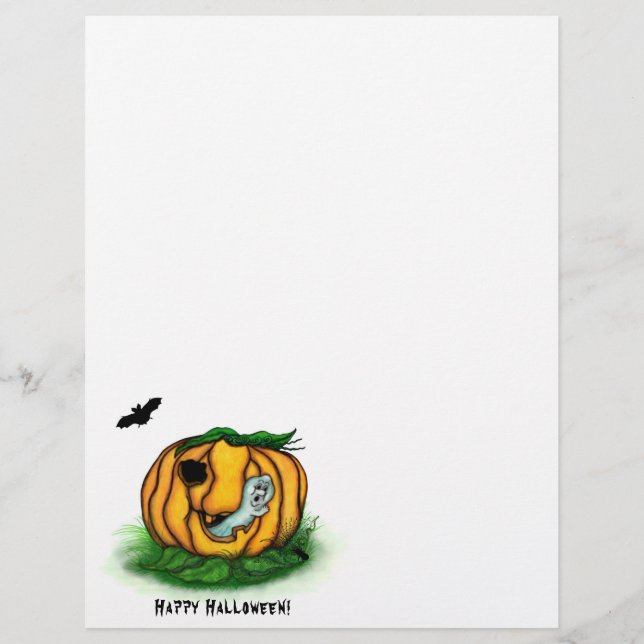 The Ghost of Halloween , Bat , Ghost and Spider Custom Letterhead (Front)