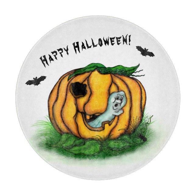 The Ghost of Halloween , Bat , Ghost and Spider Cutting Board (Front)