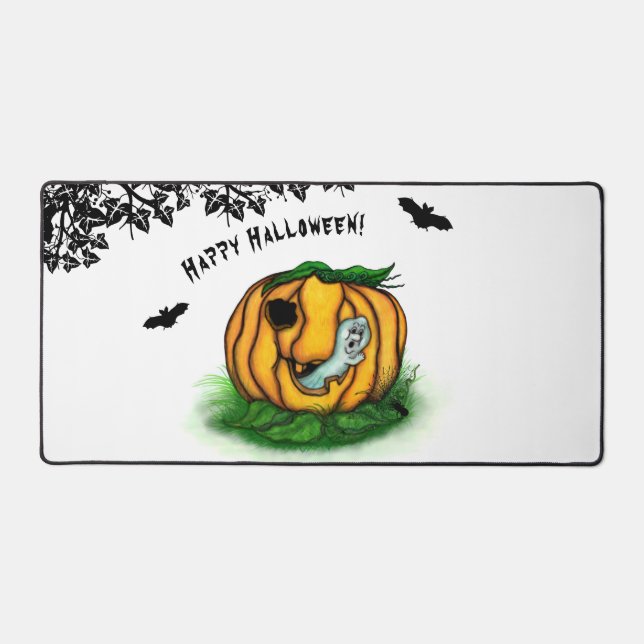 The Ghost of Halloween , Bat , Ghost and Spider Desk Mat (Front)