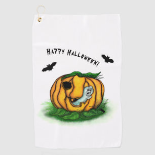 The Ghost of Halloween , Bat , Ghost and Spider Golf Towel