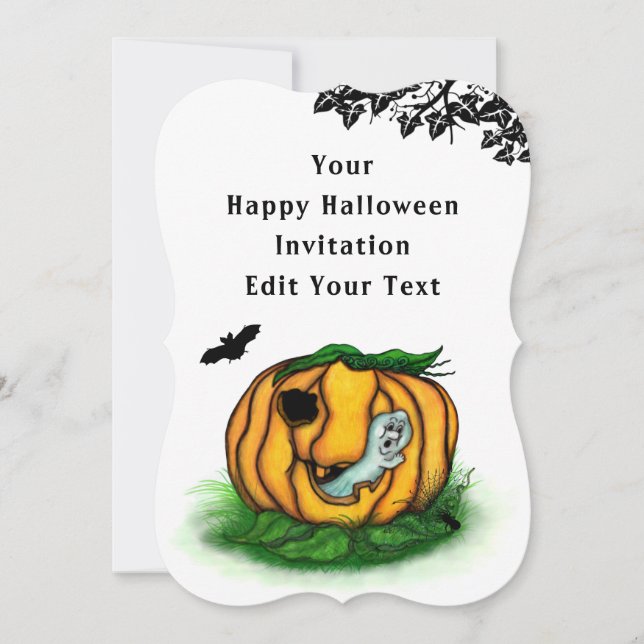 The Ghost of Halloween , Bat , Ghost and Spider Invitation (Front)