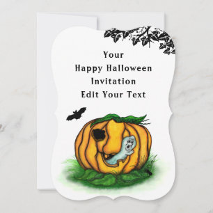 The Ghost of Halloween , Bat , Ghost and Spider Invitation