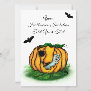 The Ghost of Halloween , Bat , Ghost and Spider Invitation
