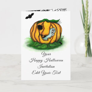 The Ghost of Halloween , Bat , Ghost and Spider Invitation