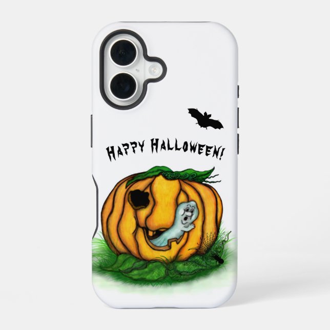 The Ghost of Halloween , Bat , Ghost and Spider iPhone 16 Case (Back)