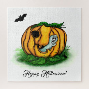 The Ghost of Halloween , Bat , Ghost and Spider Jigsaw Puzzle
